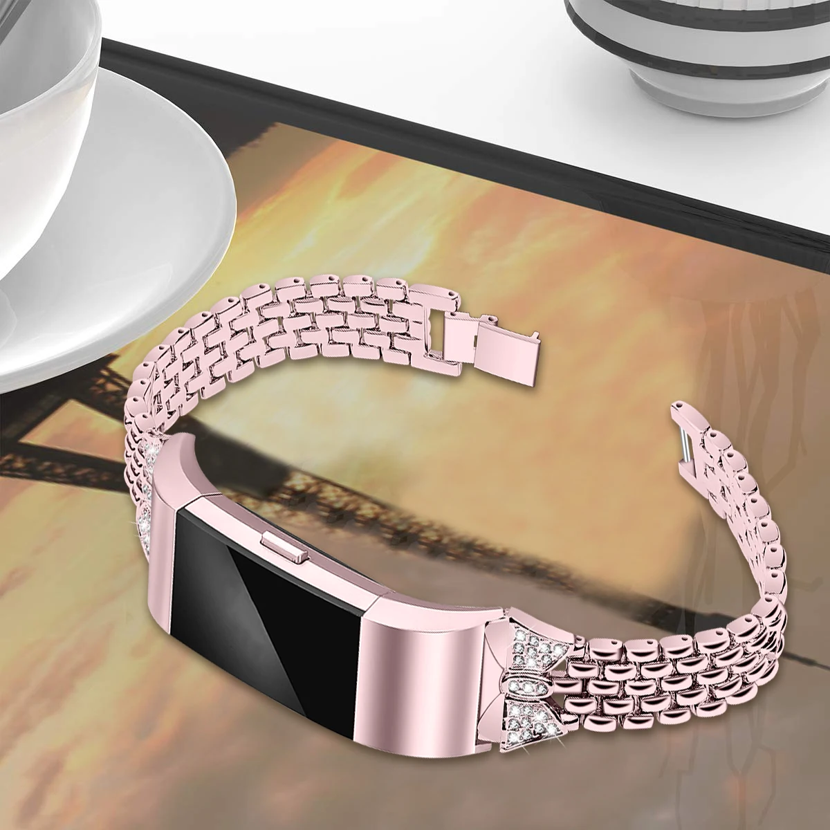 OULUCCI, Женский металлический ремешок из нержавеющей стали, для браслета FitBit charge 2, браслет, ремешок для часов, подходит для зарядки, 3 полосы