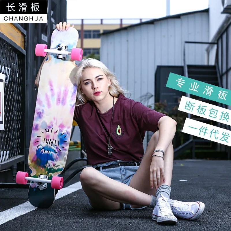 

Off Road Longboard Skateboard Double Rocker Beginner Street Brushing Skateboard Trucks Teenagers Patineta Outdoor Sports BI50SB