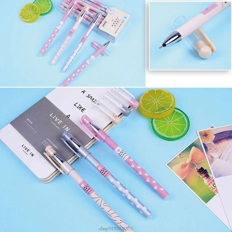

12Pcs Practical Cute Heart Dots Erasable Pen Black Blue Ink Magic Ballpoint Pen F26 21 Dropship