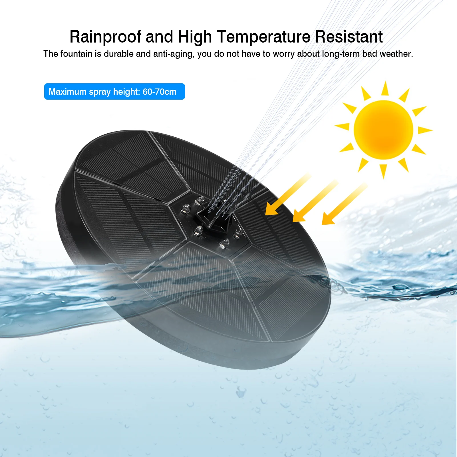 

V35W Solar Fountain IP68 Waterproof Colorful 6 LED Lights Swimming Pools Fountain Pump Panel Solar Powered Water astonishing