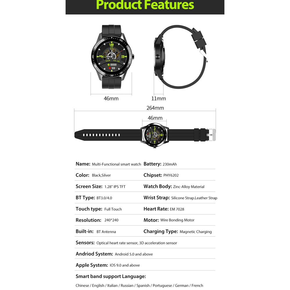 

S1 Smart Watch Bluetooth Calls Smartwatch Men Bracelet Fitness Sport Tracker Heart Rate Monitor Waterproof For Android Ios