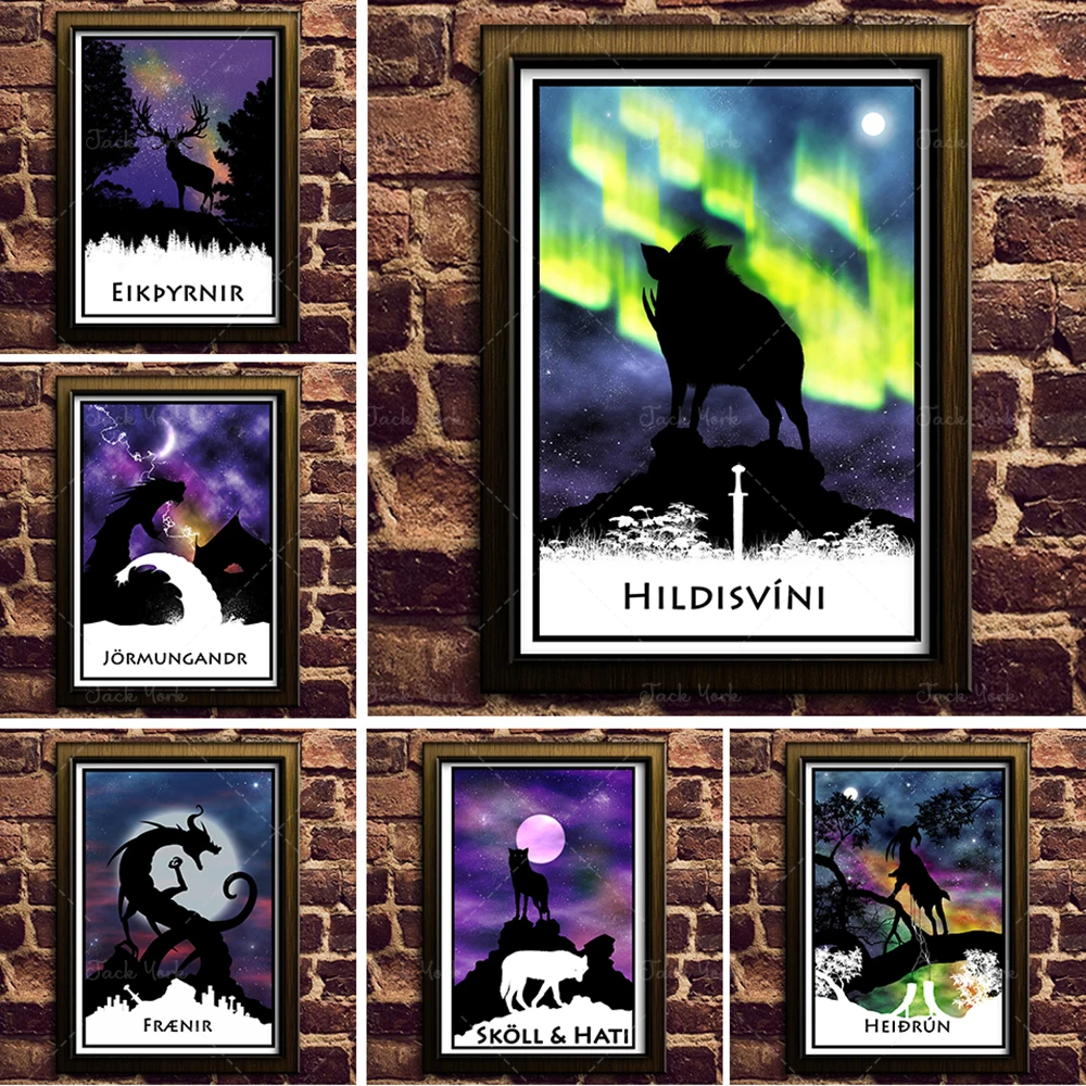 

Nordic mythology figure silhouette poster, canvas print
