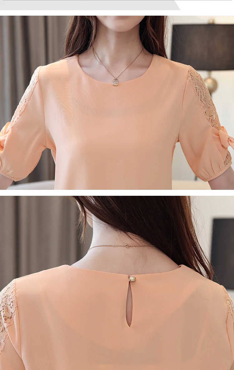 Модные женские блузки 2019 летние с коротким рукавом однотонные кружевные