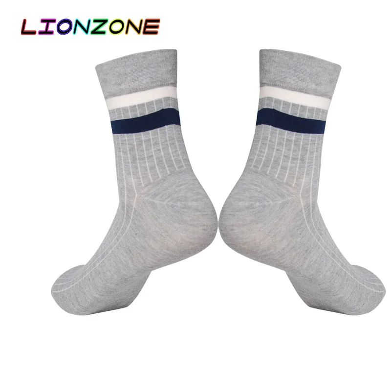 Мужские повседневные носки LIONZONE в полоску весна 2018 новые синие/серые цвета