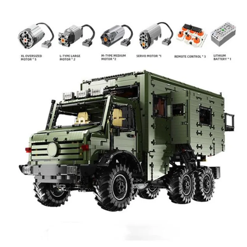 New Car Series The Unimog Motorhome Model Building Blocks Classic MOC Motorzied Car-Styling Educational Toys For Children |