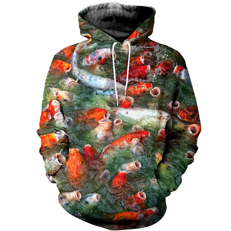 

Модная Повседневная Уличная толстовка с капюшоном и молнией в стиле хип-хоп серии Koi С 3D-принтом