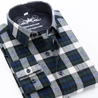 new large size 6xl pure 100cotton flannel plaid mens shirts long sleeve dress shirt male casual soft comfort slim fit clothing
