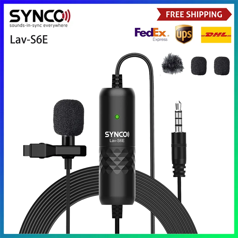 

SYNCO Lav S6E S6M Lavalier Omnidirectional Condenser Label Mic, 6M Cord iPhone Android Smartphone DSLR Camera for Broadcast