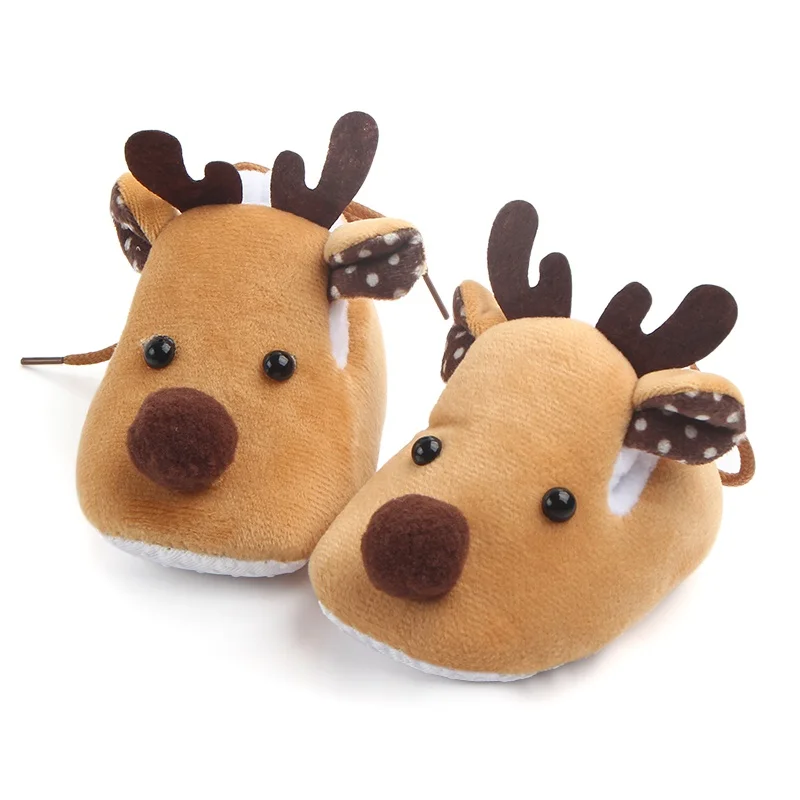 

2021 Autumn Winter New Cute Warm Baby Christmas Deer Shoes Sweet Antiskid Toddlers Shoes Baby Girls Infant Prewalker