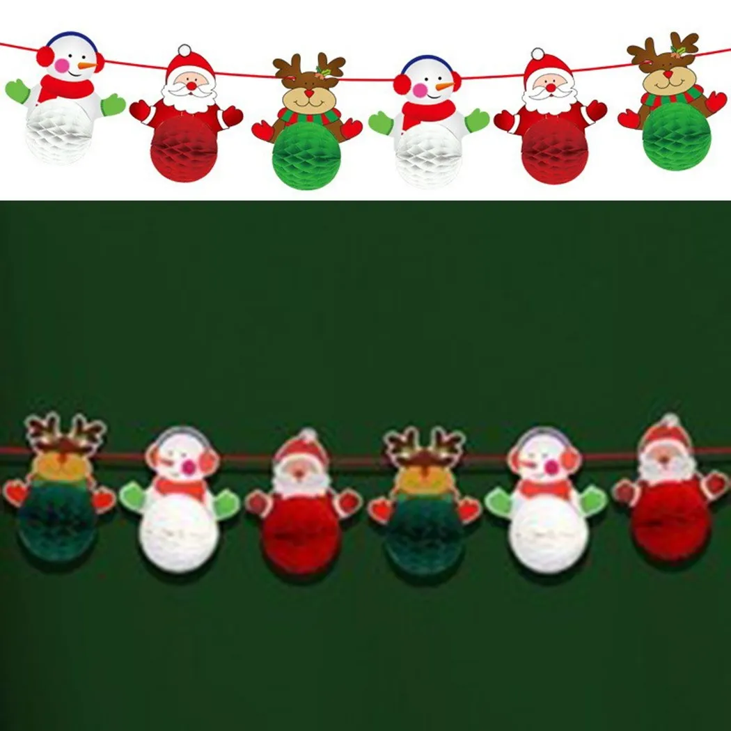 

New Christmas Santa & Snowman Paper Hanging Vintage DIY Xmas Garland Decoration Birthday Wedding Home Decor Xmas Gift