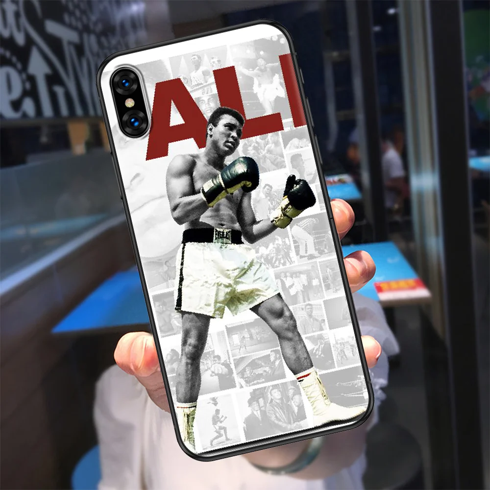 Чехол для телефона с чемпионом Али боксом iphone 5 5s se 2 6 6s 7 8 12 mini plus X XS XR 11 PRO MAX черный