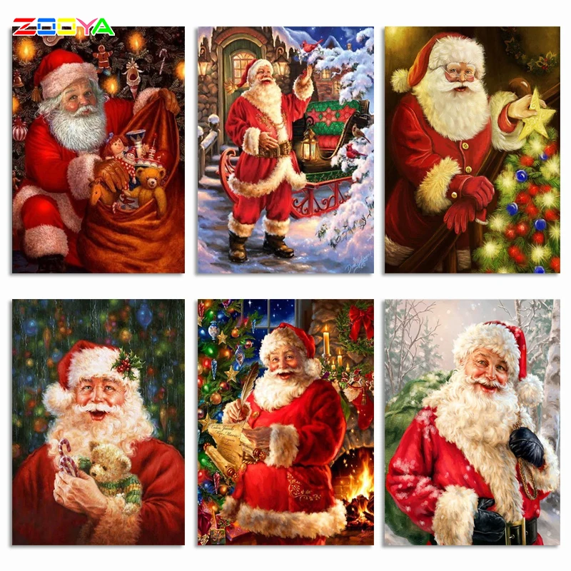 

ZOOYA Diamond Painting Santa Claus Diamond Mosaic Winter Diamond Embroidery Christmas 5D DIY Full Square Cross Stitch Home Decor