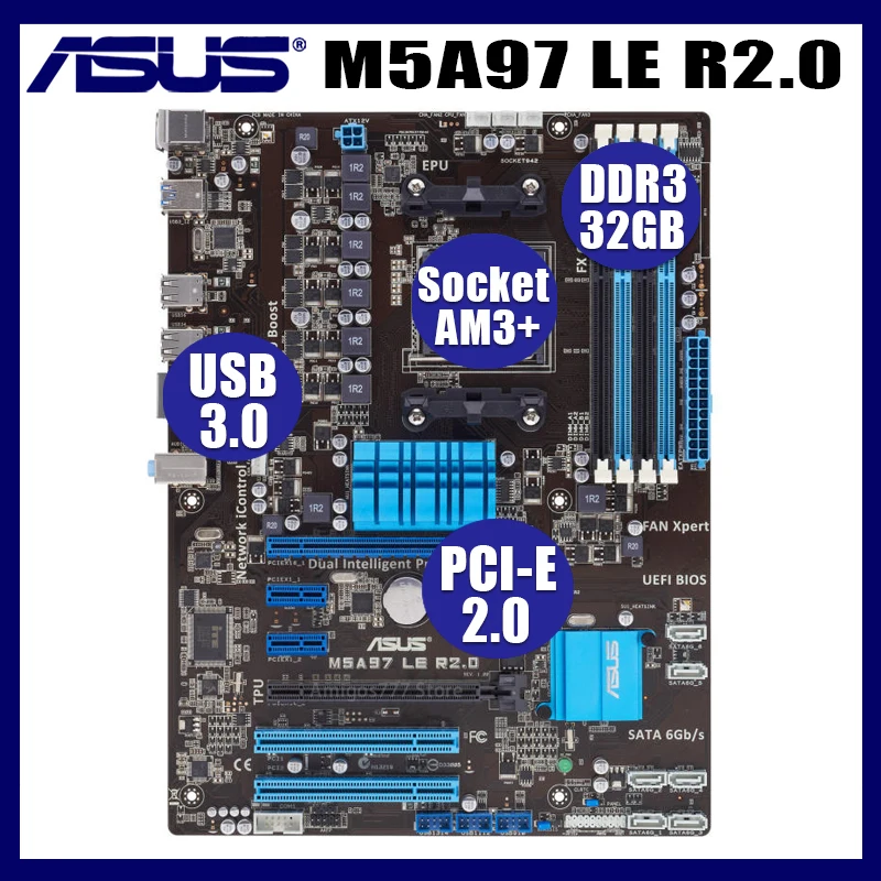Разъем AM3 + Asus M5A97 LE R2.0 материнская плата DDR3 32 Гб PCI E 2 0 AMD 970 Оригинальный настольный