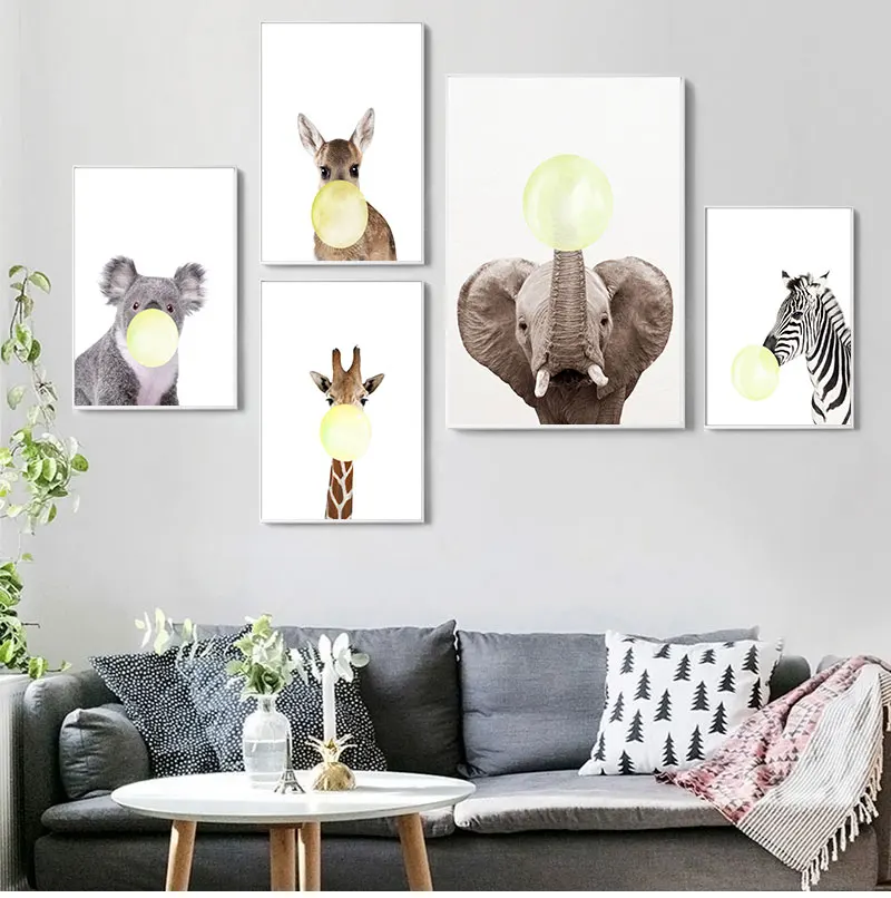 Скандинавский мультфильм постер животное Атлас настенная живопись милые