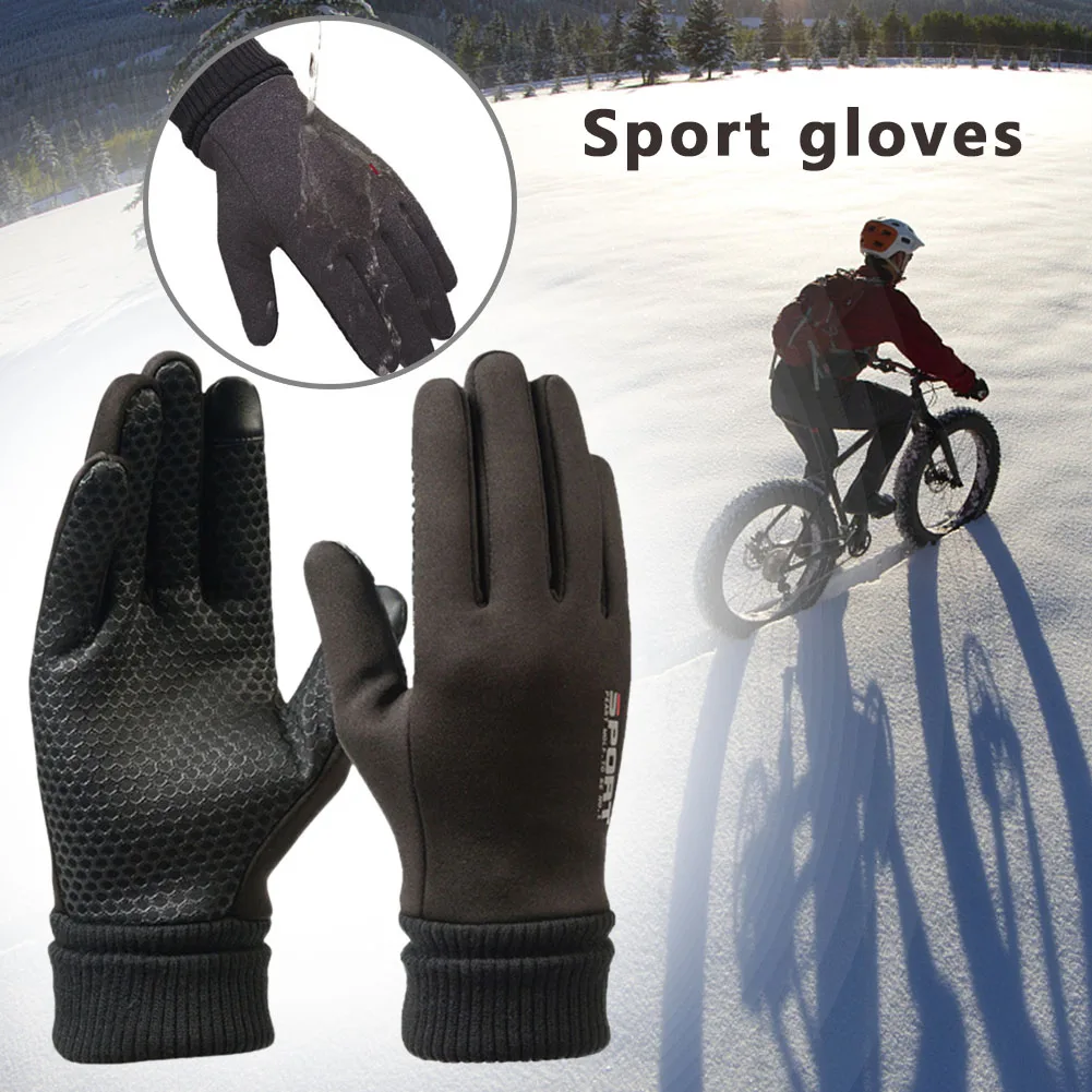 

Зимние велосипедные перчатки с поддержкой запястья, велосипедные перчатки для сенсорных экранов, уличные спортивные Нескользящие ветроза...