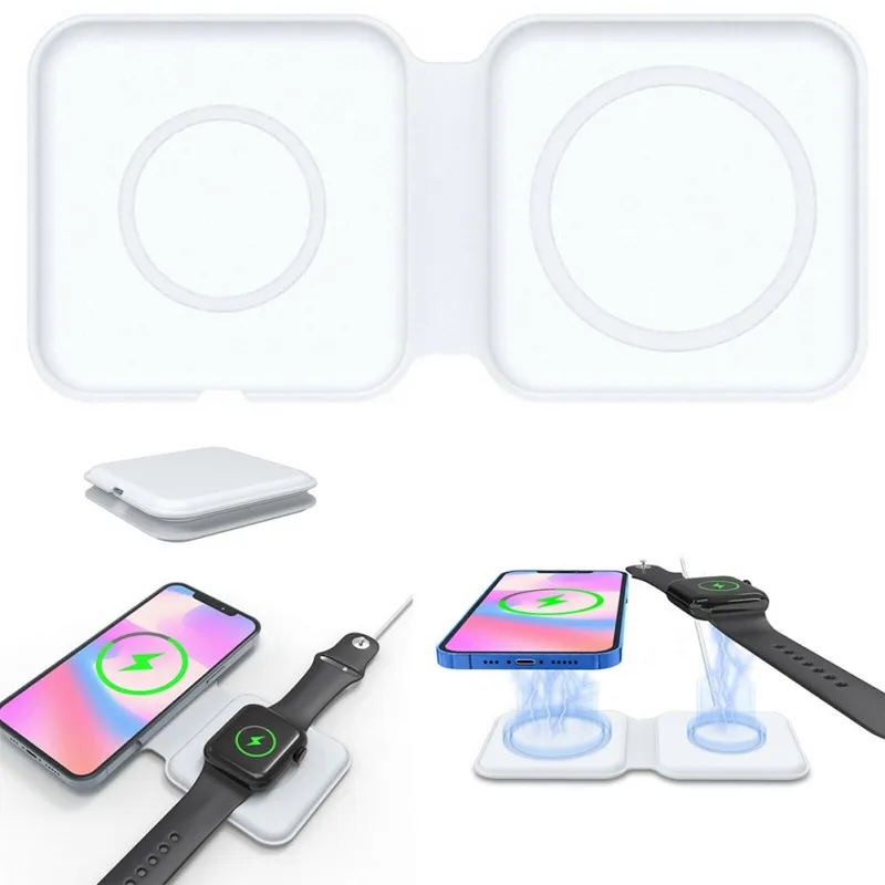 

All-in-one Wireless Charging Mat Cradle Magnetic Charger For IPhone 12/12 Pro Phone/iWatch 3 in 1 Wireless Charging Station