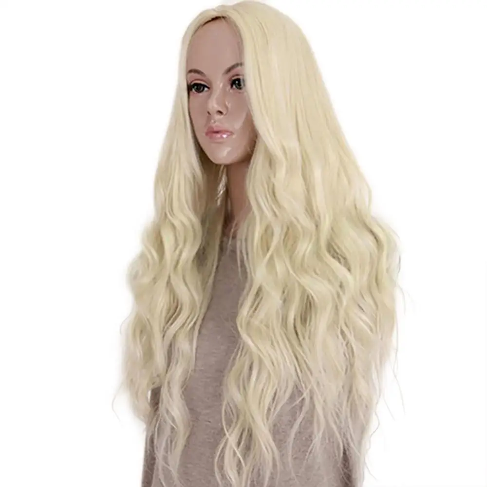 

Women Long Fashion Blonde Wavy Curly Full Wig Cosplay Party Princess Hair Style