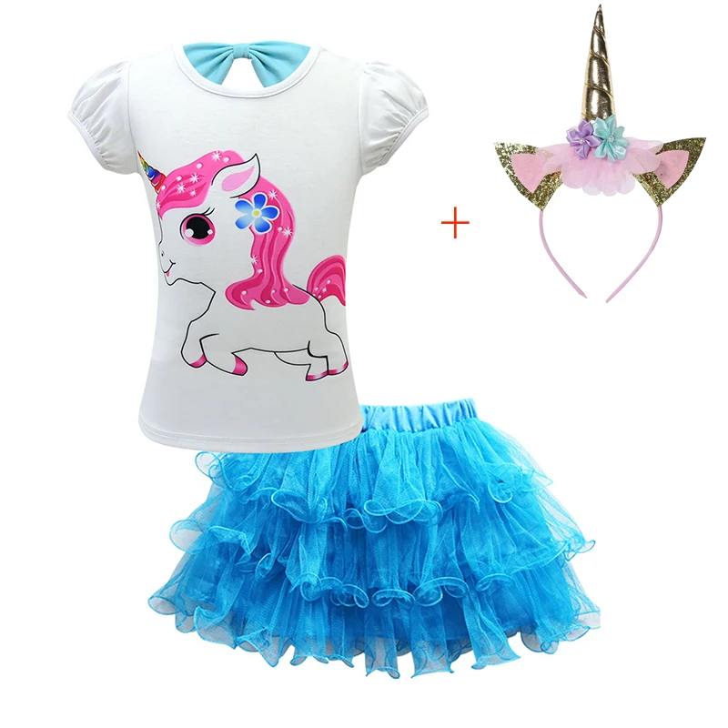 Детские комплекты из футболки с единорогом и платья Сетчатое платье принцессы