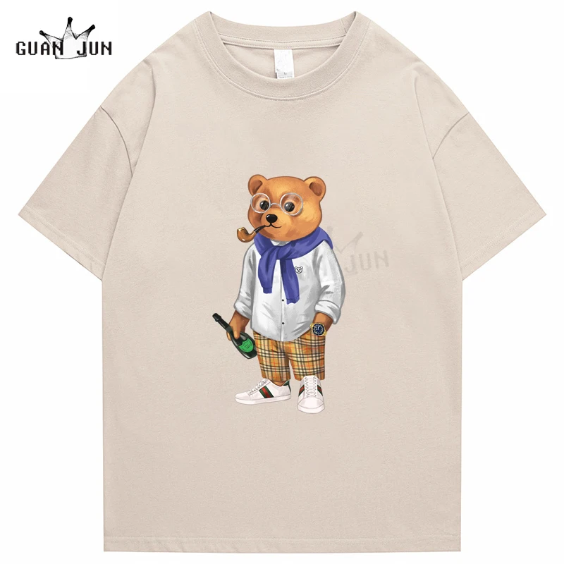 

100% Cotton Cool Bear Fashion Print Men's T Shirt Casual Short Sleeve Men and Women Tshirt O-neck T-shirt Male Tee Shirts Tops