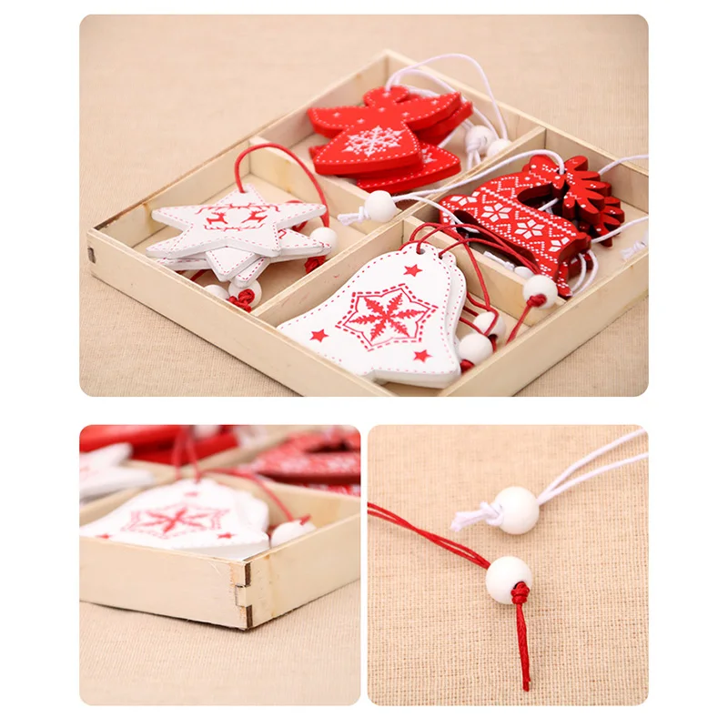 Новые 12 шт деревянные подвесные украшения Подвески Украшения для рождественской