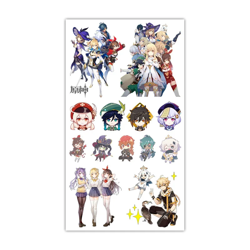 

5 Pcs/ Set Anime Genshin Impact Game Tattoo Mini Stickers Two-dimensional Cartoon Gift Accessories