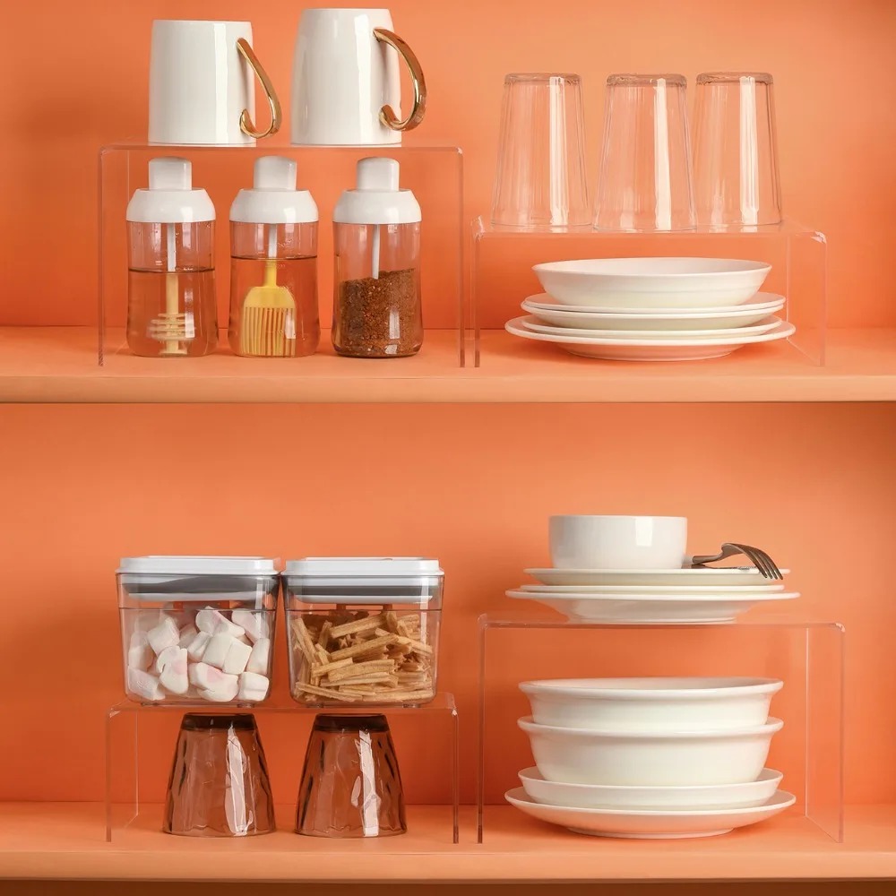 

Acrylic Layered Storage Rack For Kitchen Cabinets Divider And Organizer Transparent Home Desktop Storage Racks