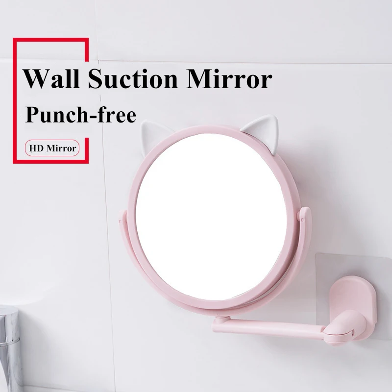 Зеркало для макияжа HD милые гибкие зеркала в виде головы кошки настенные