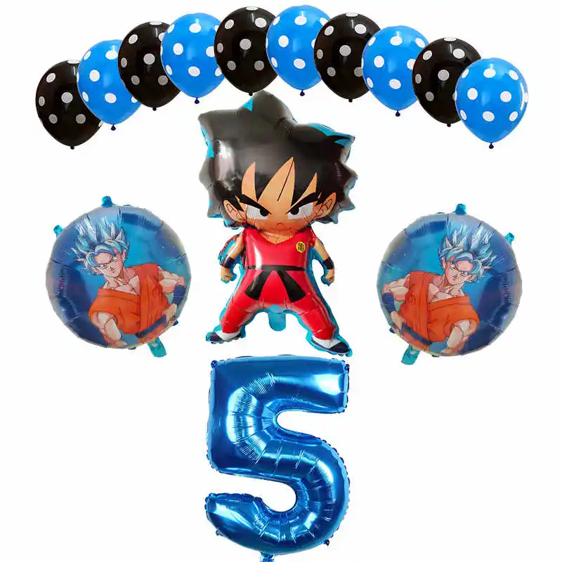 14 шт./компл. с мультяшными принтами, 7 Dragon Ball шар вуконг» Фольга шар шара с цифрой День рождения украшения Гоку для мальчиков детские игрушки расходные материалы
