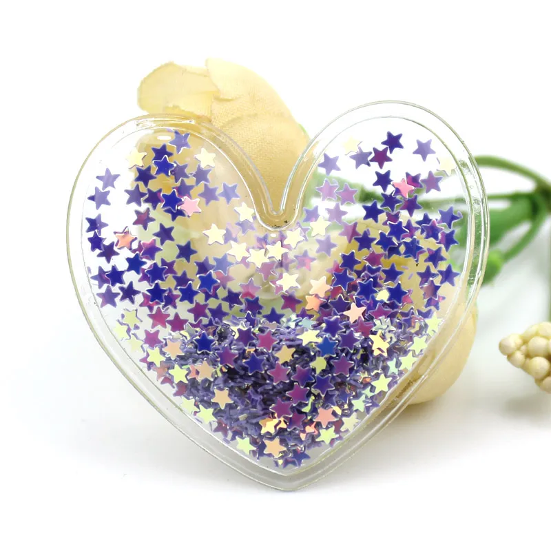 Heart-Purple 10 шт. ПВХ Звезда Корона Микки Прозрачный Bling bling Сердце течет аппликации для детей BB клип и DIY головные уборы аксессуары - Цвет: Heart-Purple