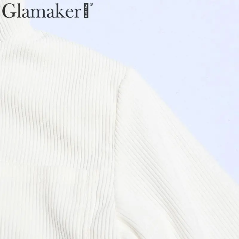 Glamaker вельвет отложной воротник Сексуальная короткая куртка длинный рукав карманы теплая Женская куртка осенне-зимняя уличная мода Женская куртка