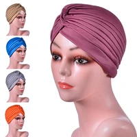 full cover stretchy turban hat for women cross head wrap cotton hijab cap solid color soft headscarf muslim hats scarf