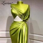 Специальный Дубайский дизайн Зеленые атласные официальные платья арабское вечернее платье 2020 индивидуальный пошив длинные платья для выпускного вечера свадебное платье
