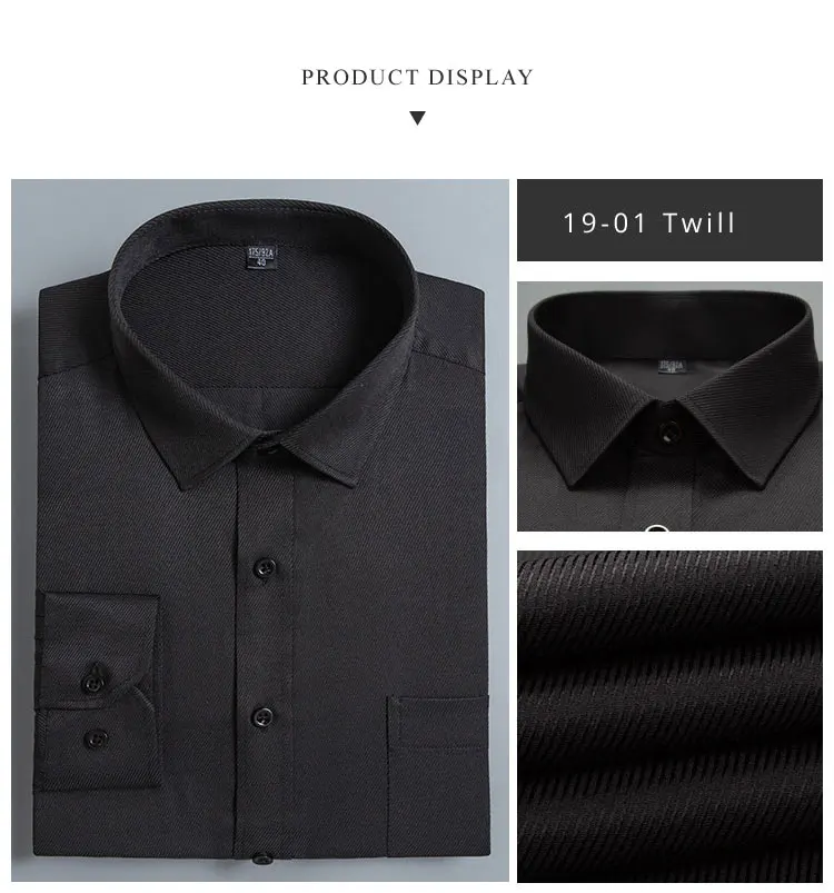 Мужская деловая рубашка размера плюс 4XL 5XL 6XL с длинным рукавом, твил, одноцветная, модная, новая, умная, повседневная, легкая в уходе, белая деловая рубашка