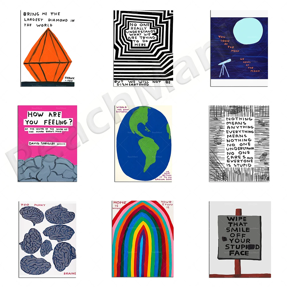 

David Shrigley art posters, contemporary art abstract graffiti, living room decoration canvas wall prints
