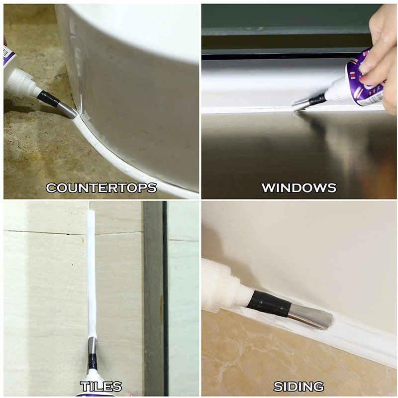 

19 Pcs Caulking Finisher Kit , 14 Pieces Caulk Nozzle Applicator Sealant Nozzle , Connecting Tape and Cleaning Brushes