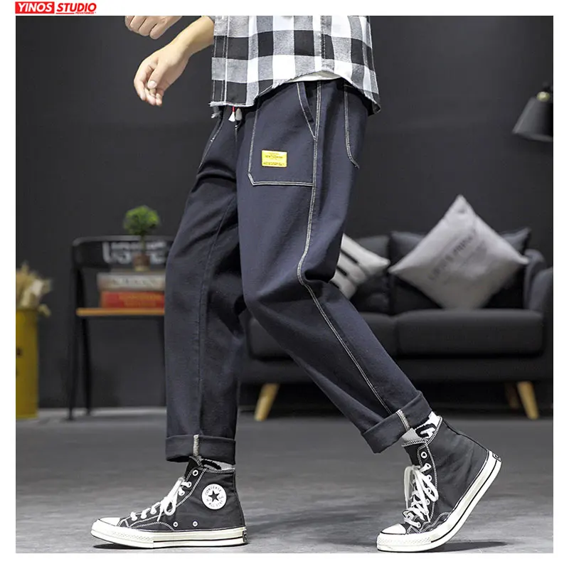 Прямая поставка Осенние японские мужские плотные штаны однотонные уличные с