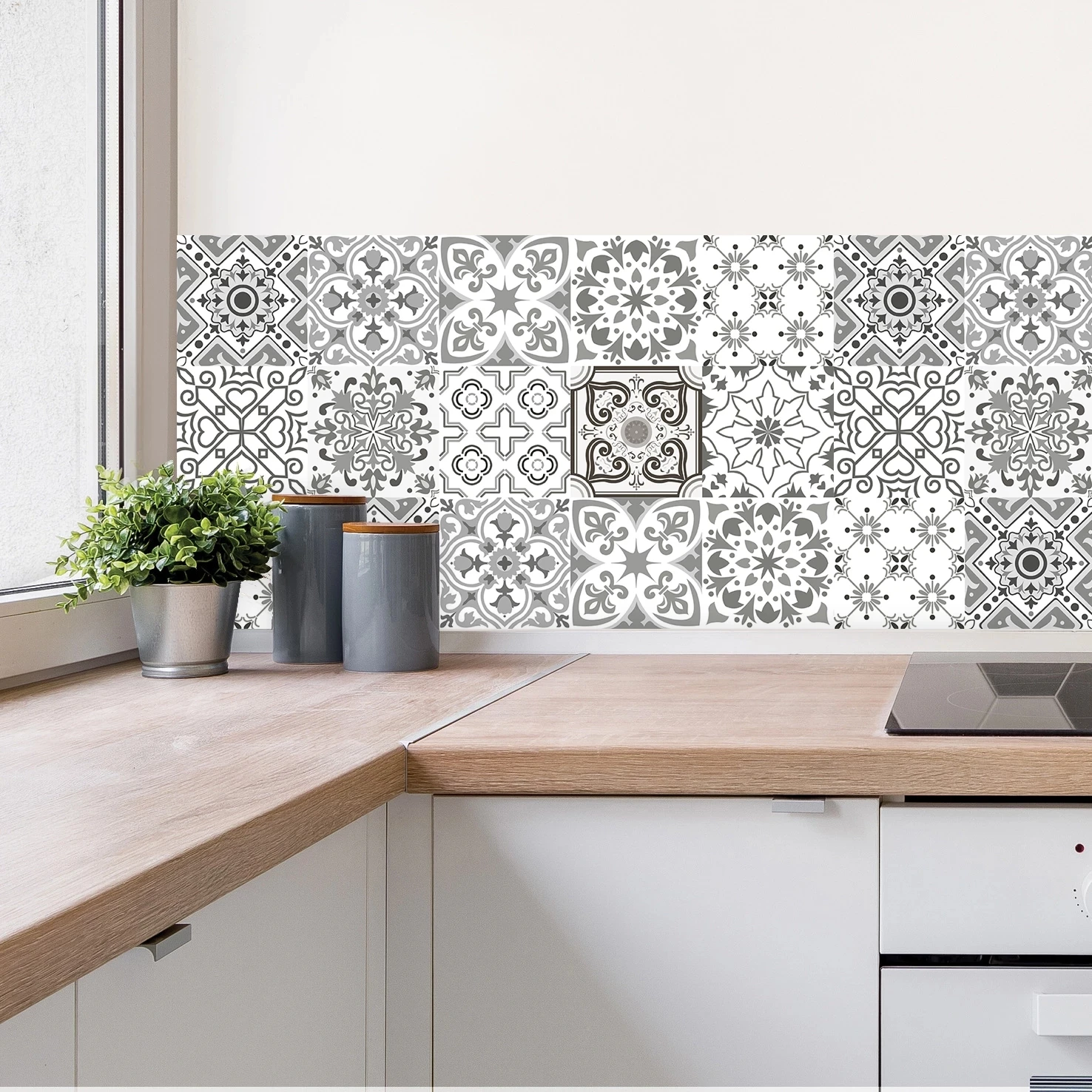 50pcs matte tile sticker gray retro pattern frosted wall sticker floor sticker kitchen bathroom waterproof decorative stickers free global shipping