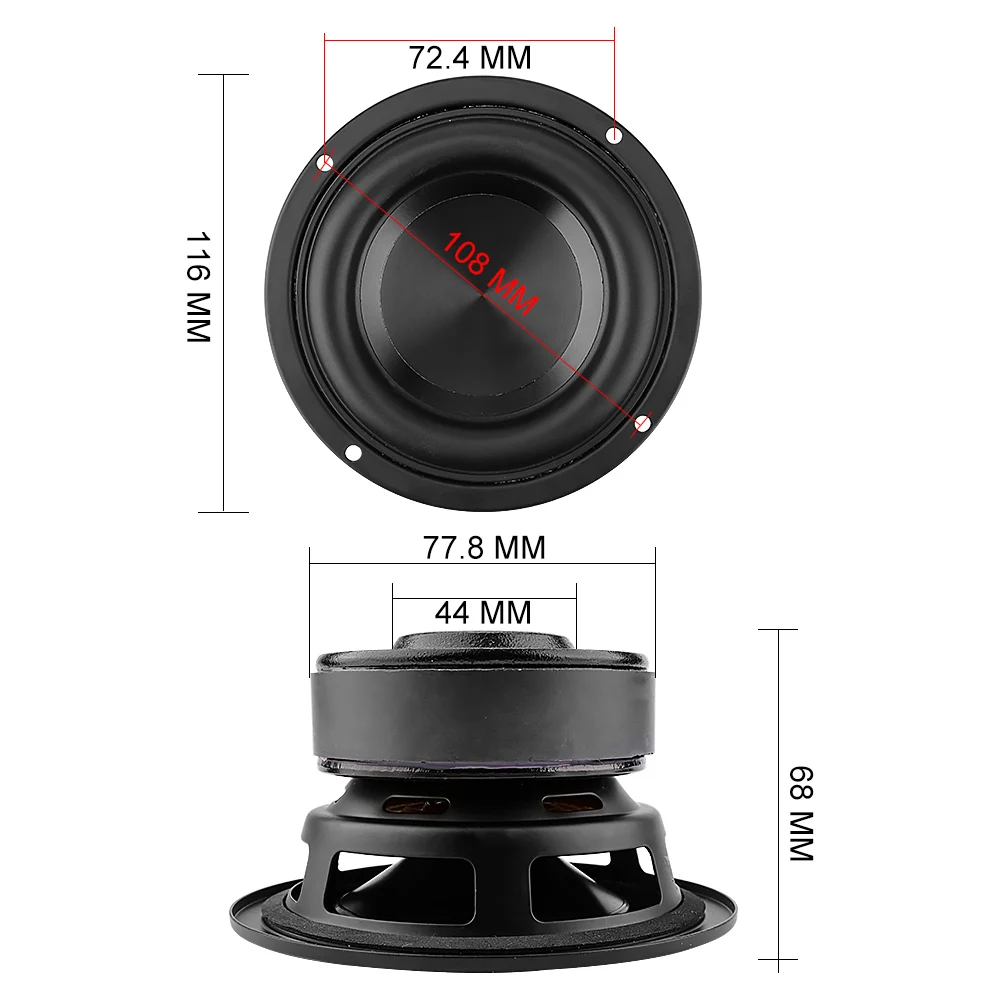 AIYIMA 1Pc 4 Inch Woofer Audio Speaker Driver 4 8 Ohm 100W Bass Hifi Sound Music Waterproof Subwoofer Speaker DIY Home Theater