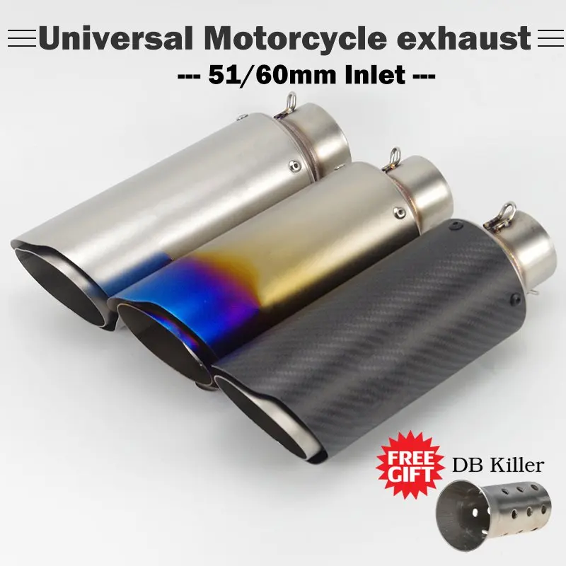 Глушитель выхлопной трубы мотоцикла 51/60 мм с дБ убийцей для CB400 CBF190R Z250 Ninja250 Z900 R3