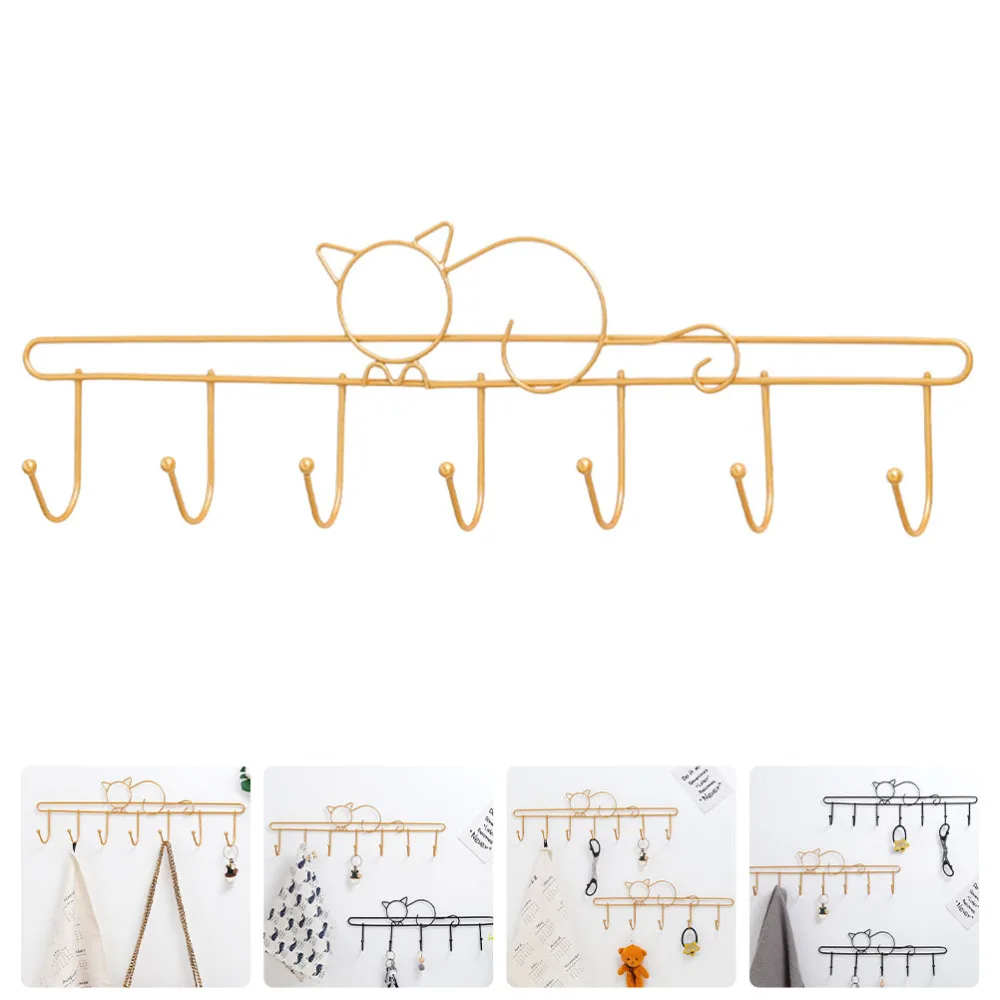 

1Pc Vintage Style Hook Creative Cat Shaped Hanger Iron Hanging Hook Golden