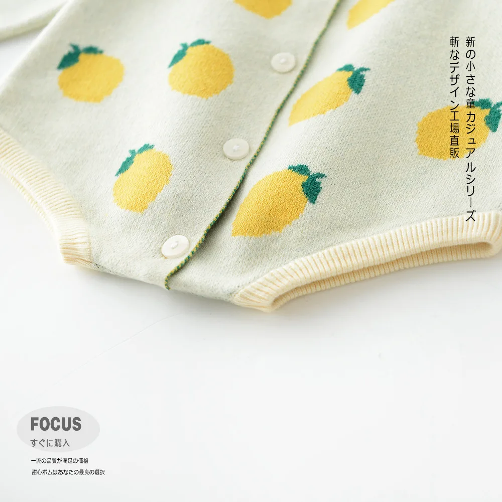 Зимний и осенний Детский свитер с фруктами Боди Одежда для маленьких девочек