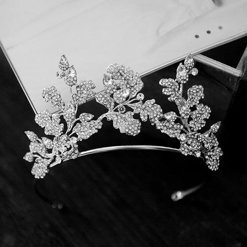 

New Fashion Wedding Crown for Bride Tiaras and Crowns Princess Diadem Crystal Leaf Headbands for Women Wedding Hair Accessories