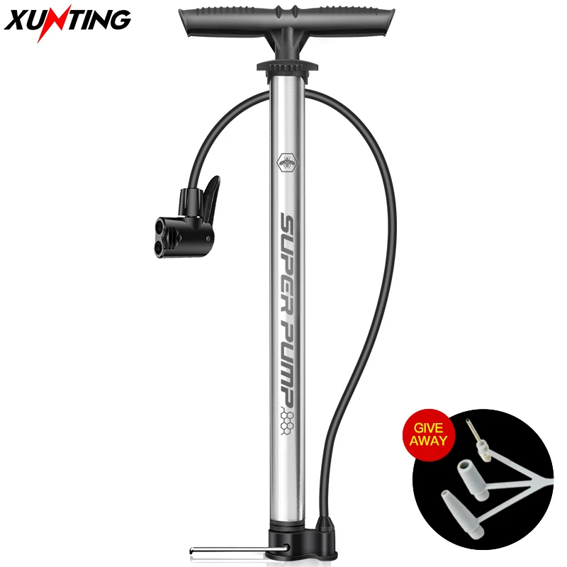 

Xunting Bike Pump Portable Bicycle Foot Pump with Pressure Gauge Presta & Schrader Valve Bicycle Air Pump Floor Air Inflator