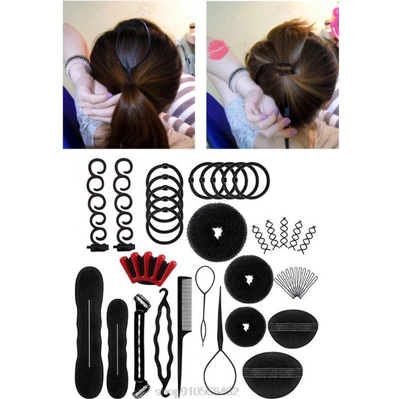 

40Pcs/Set DIY Hair Styling Accessories Kit Magic Bun Maker Hairpins Ties Modelling Hairdress Braid Tools N16 20 Dropshipping