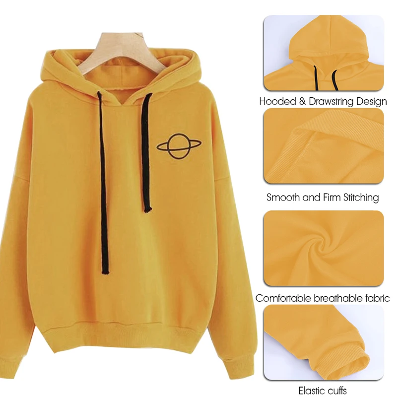 HEFLASHOR женские осенние однотонные толстовки с капюшоном на завязках модные зимние