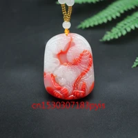natural red white jade tiger pendant necklace chinese hand carved charm jewelry accessories fashion amulet for men women gifts
