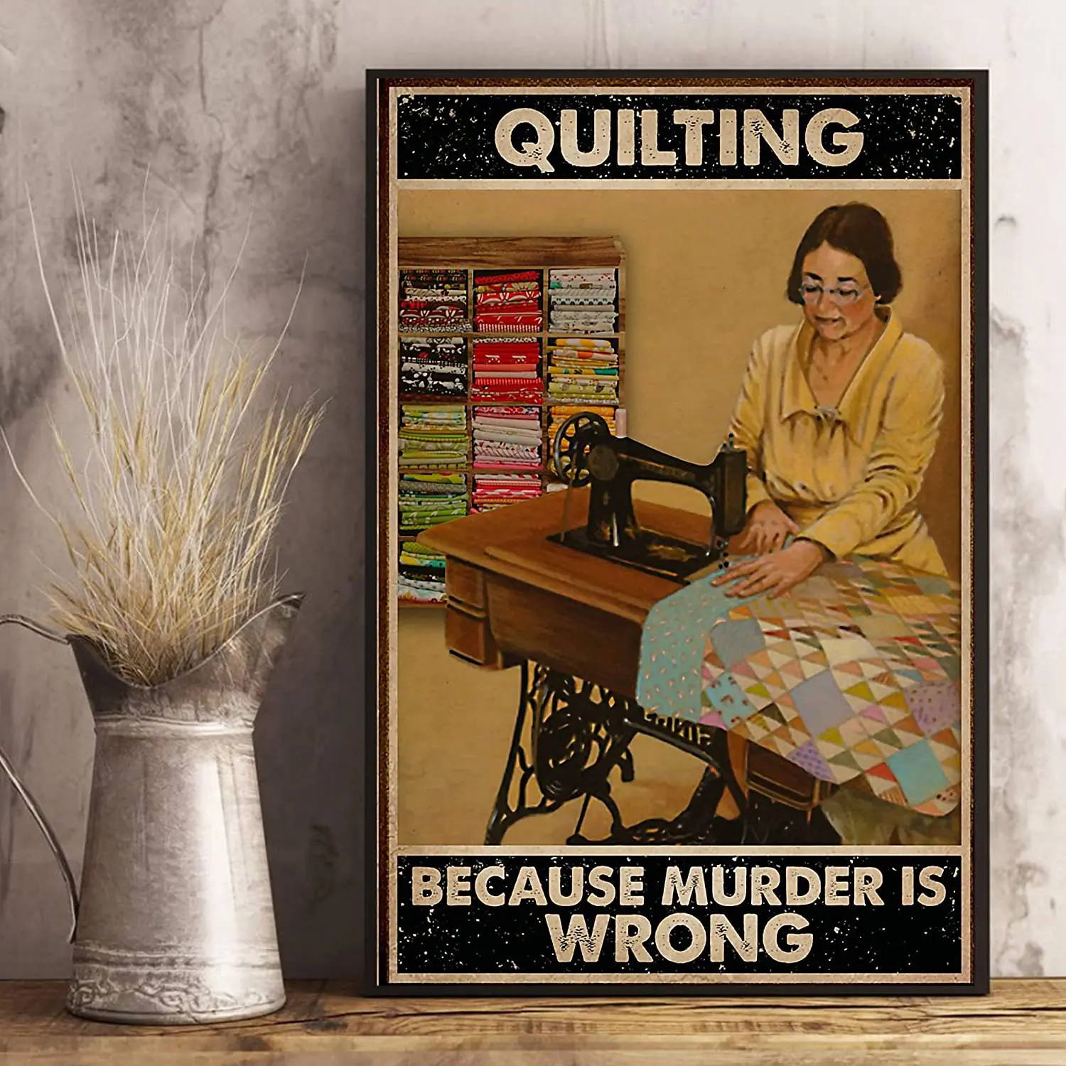 VinMea металлический жестяной знак ретро стеллаж из за убийства старая женщина