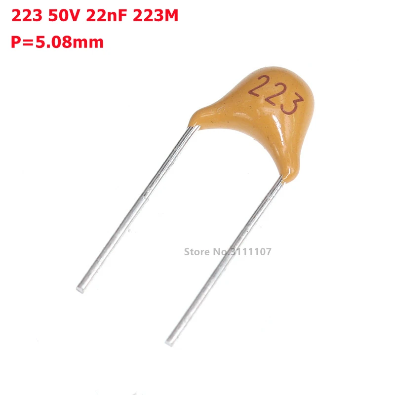 

100pcs/lot Multilayer ceramic capacitor 223 50V 22nF 223M P=5.08mm