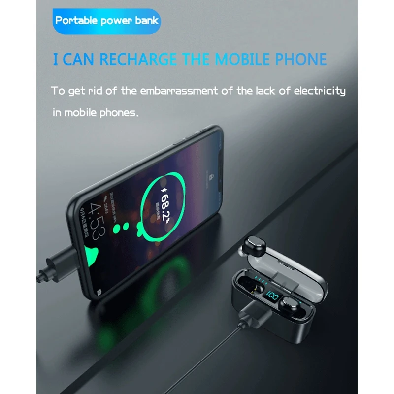 Портативные наушники M8W с цифровым дисплеем TWS HD Bluetooth 5 0 Беспроводные спортивные