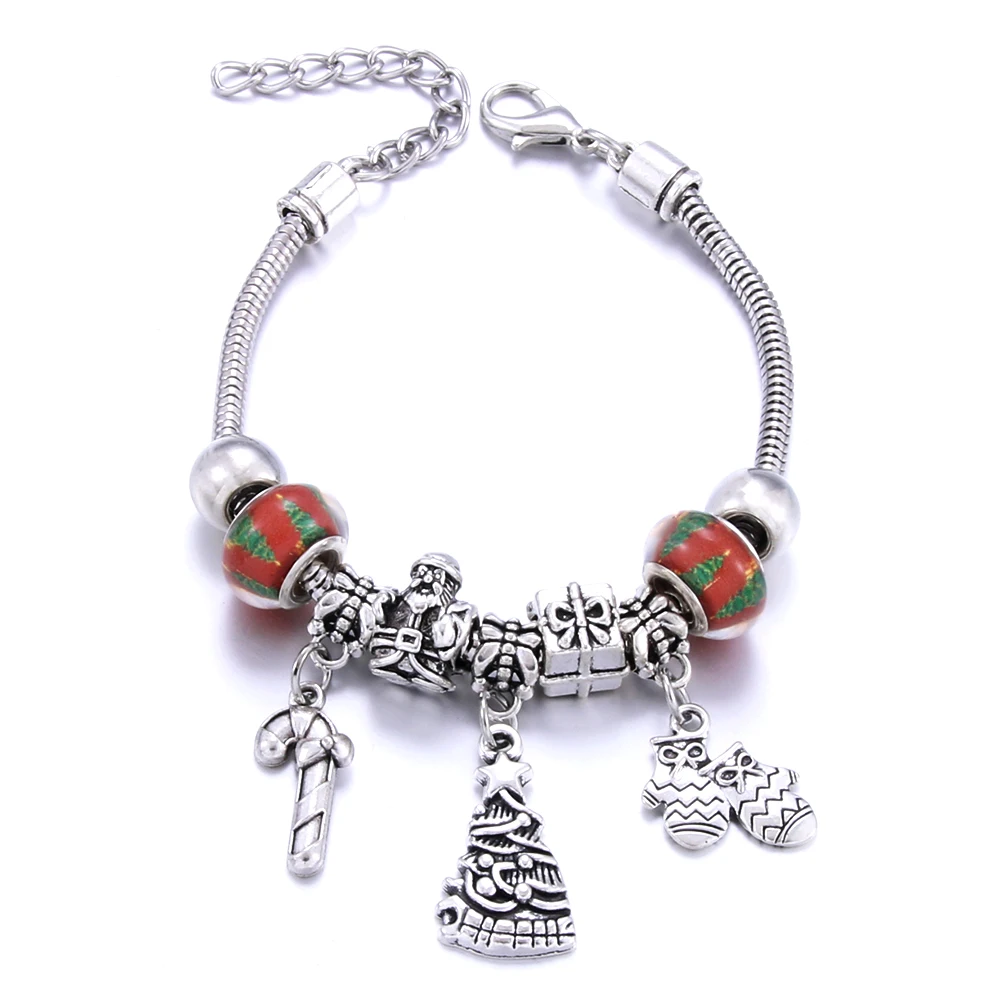 Рождественский браслет из бисера перчатки с костылями рождественской елкой для